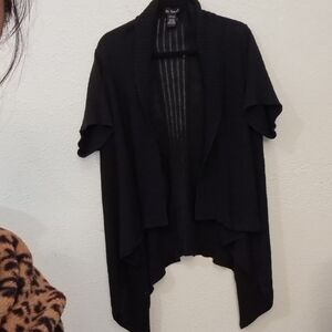 Black Asymmetrical Open-Front Cardigan Sweater